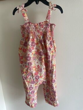 Disney Floral Smocked Romper - Pink, Yellow & Cream